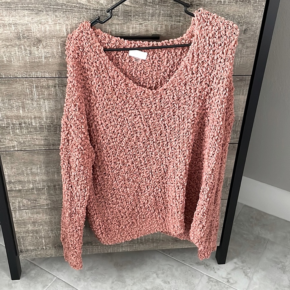 Coral pink popcorn sweater